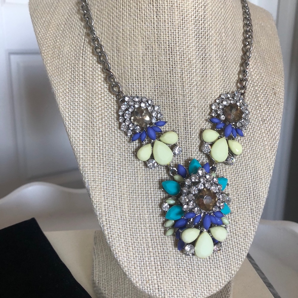 Pewter & Bright Gems Statement Necklace